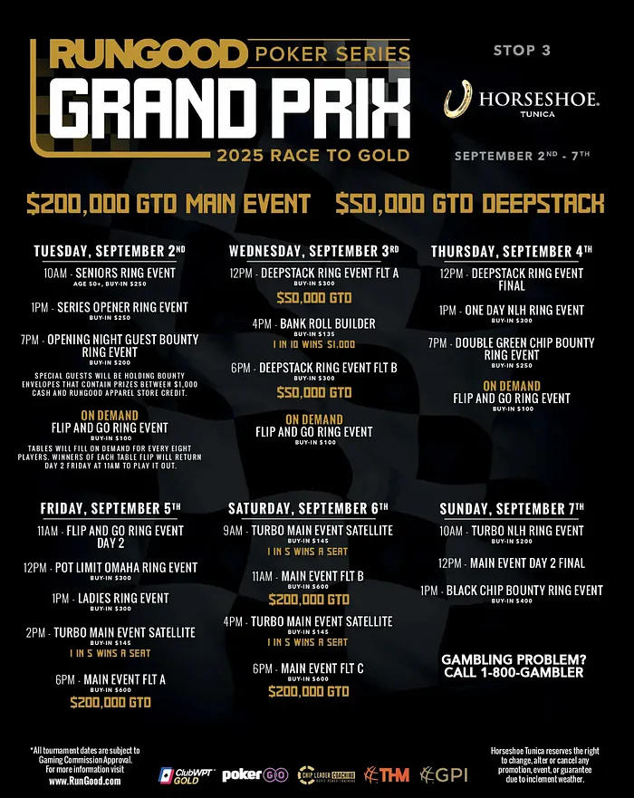2025 RGPS Grand Prix Tunica Schedule
