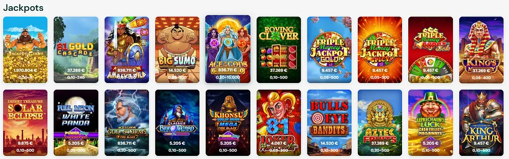 Juegos destacados y jackpots en PAF