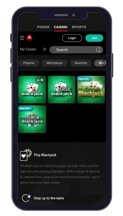 Blackjack on PokerStars Casino