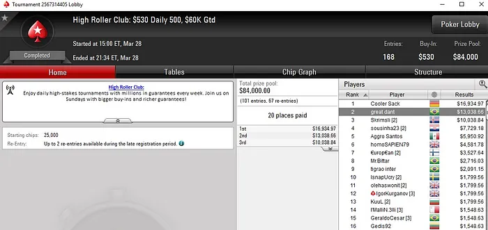 Lobby de poker da PokerStars