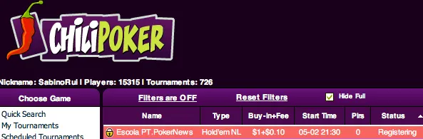 Liga PT.PokerNews - IV Etapa a partir das 21:30 na ChiliPoker 101