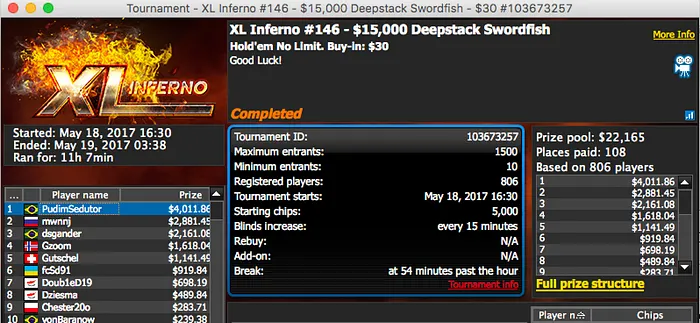 Mais 3 Cravadas Brasileiras no XL Inferno do 888poker 103