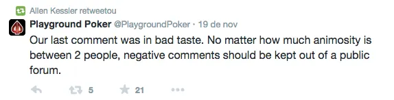 "Não gostas não jogues aqui!", foi o que disse o Playground Poker a Allen Kessler 103