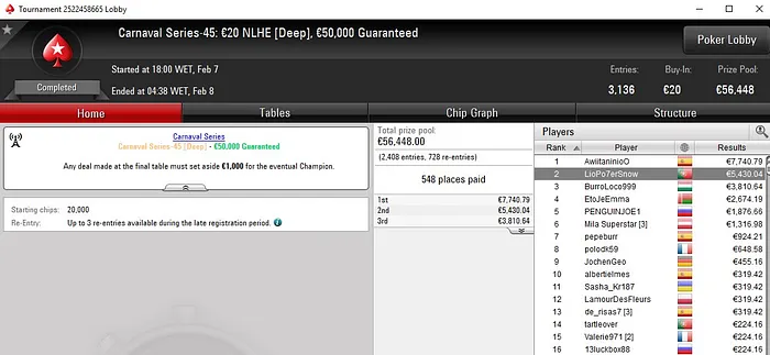 Lobby de poker da PokerStars