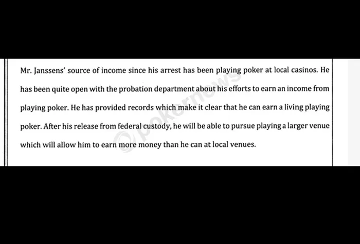 A court filing referencing George Janssen's poker playing