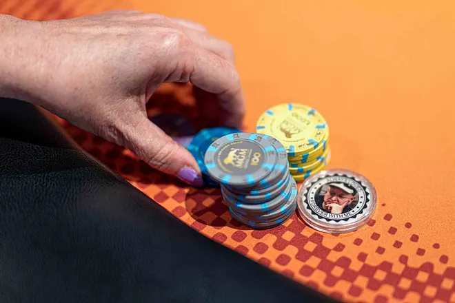 Linda Swears has a special card protector with her
