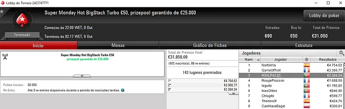 pinoquio7, RSXLP43 e KKmatamoscas com Super Monday na PokerStars.FRESPT 103