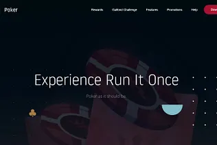 A Run It Once Poker slogan, experience Run It Once, appears on the poker page.