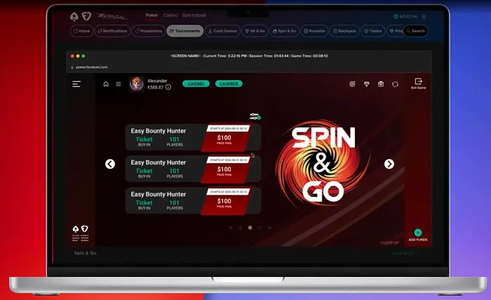 FanDuel Poker Spin and Go lobby