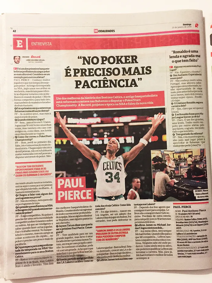 Paul Pierce em entrevista ao Jornal Record