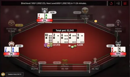 gslow1 speeds up and earns a big pot