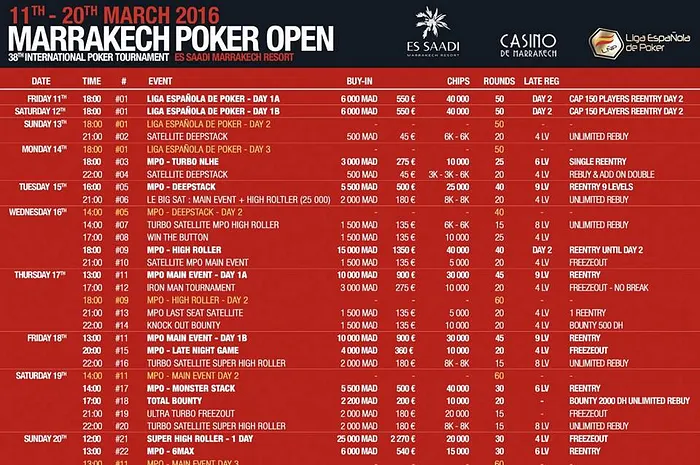 Le Marrakech Poker Open revient du 11 au 20 mars, le programme complet 0001