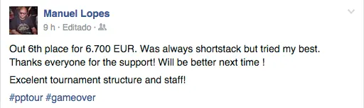 Manuel Lopes Foi 6º no People’s Poker Tour di Malta (€6.700) 101