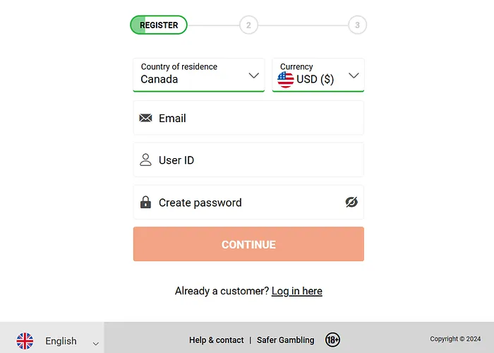 PartyPoker signup form