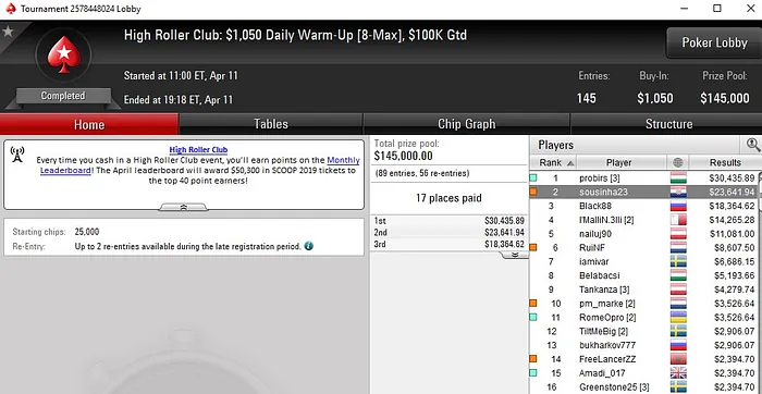 Lobby de poker da PokerStars