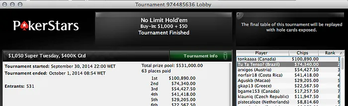 Victor "Tu Ta Tenso?" Talamini Vice no Super Tuesday (,340) & Mais 101