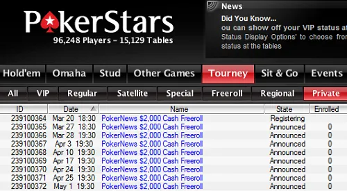 Freerolls de 2.000$ en premios de PokerStars 101