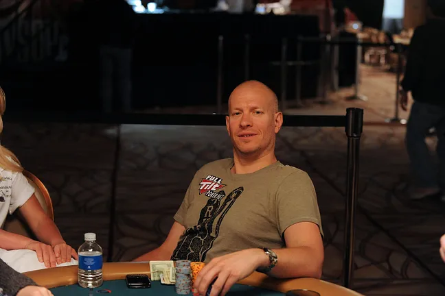Greg Mueller starts Day 2 with a top-ten chip stack.