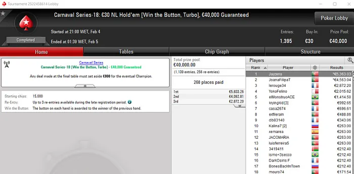 Lobby de poker da PokerStars