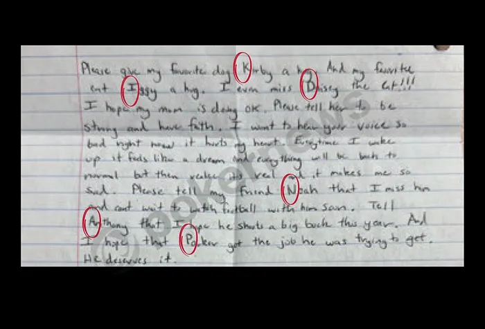 A letter believed to be written by George Janssen