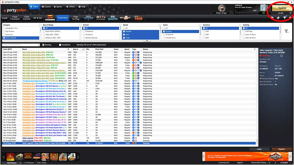 PartyPoker Ontario obby