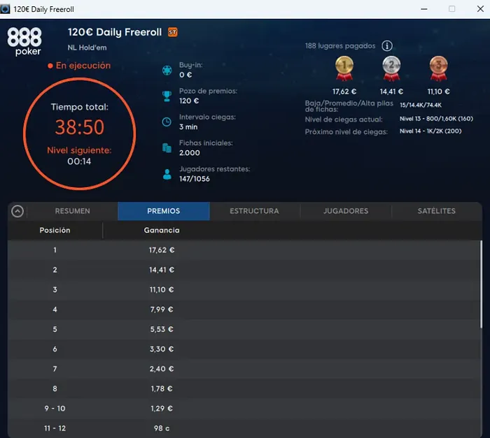 Un Freeroll en 888poker.es