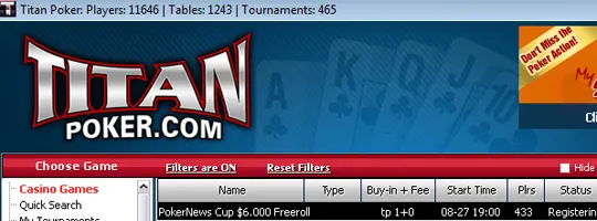 Hoje às 19:00, PokerNews Cup ,000 Freeroll na Titan Poker! 101