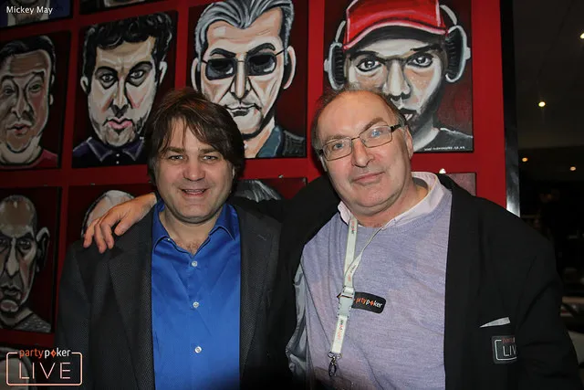 Legendary poker commentator Jesse May (left) and partypoker ambassador Padraig Parkinson (right)