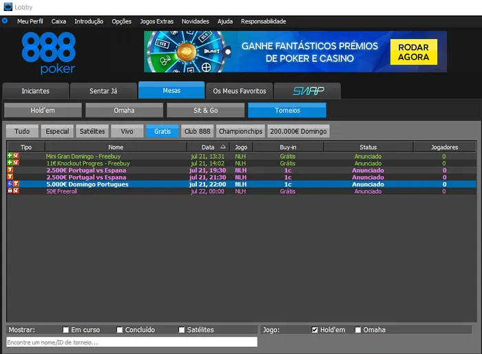 lobby 888poker