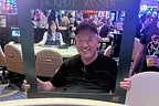 George poses after his jackpot win