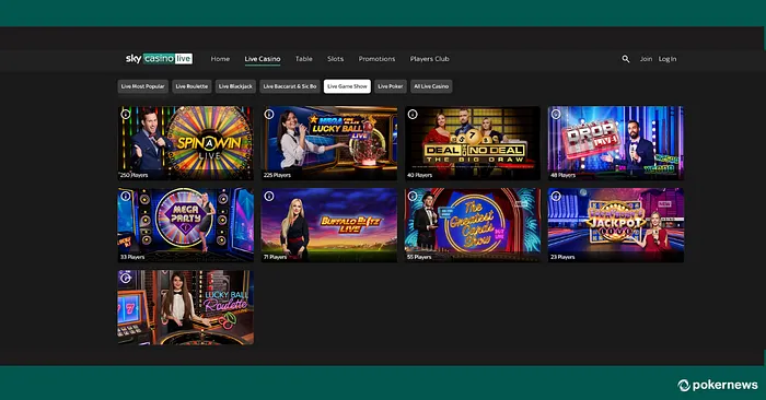 Live Game Shows at Sky Casino