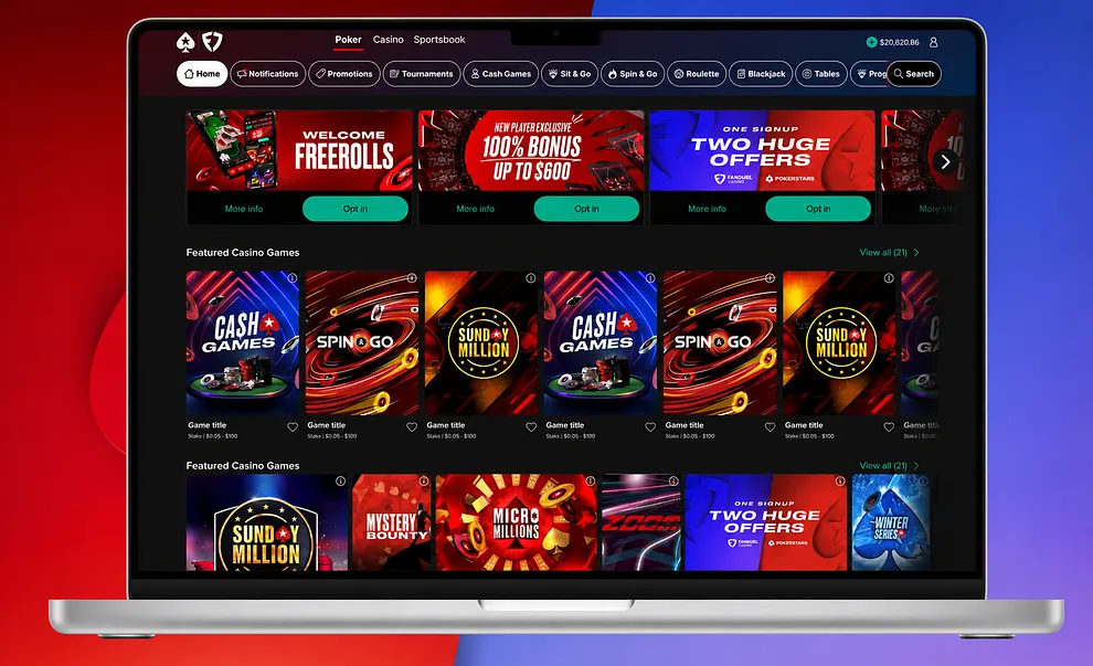PokerStars Exclusively on FanDuel Lobby