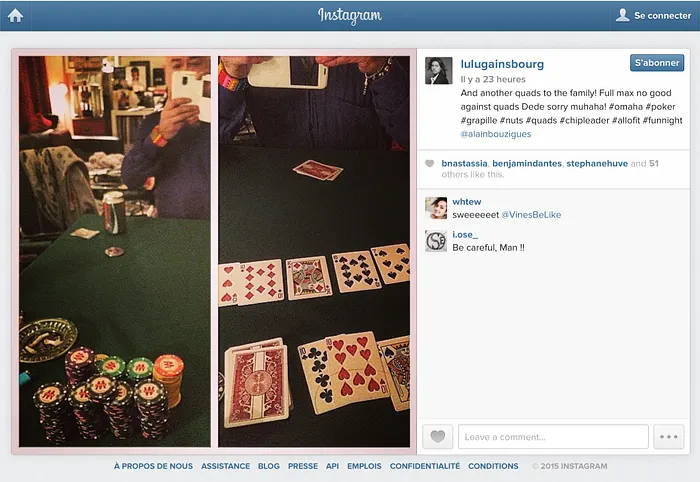 Lulu Gainsbourg, passionné de poker 101