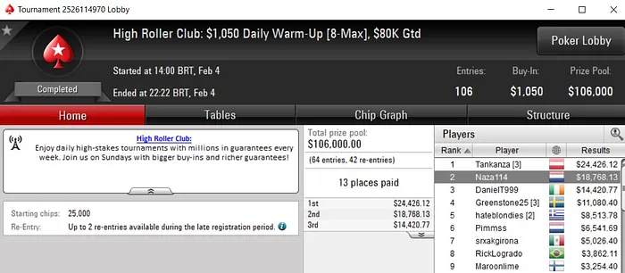 Lobby de poker da PokerStars