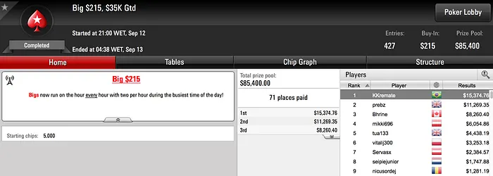 Três Prêmios Acima dos .000 no PokerStars 103