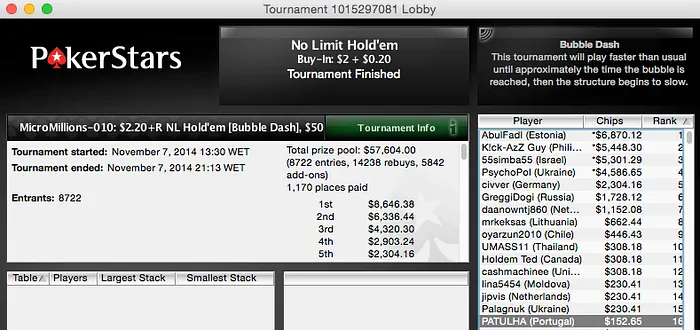 MicroMillions IX Dia 2 - JMBG0987 7º no Evento #14 & Mais 104