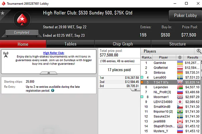 Lobby de poker da PokerStars