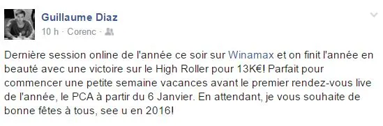 Le message de Guillaume Diaz 