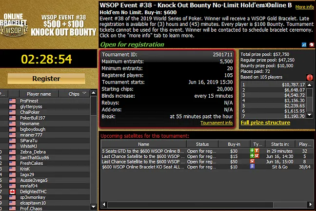 Event #38: $600 WSOP.com ONLINE No-Limit Hold'em Knockout Bounty