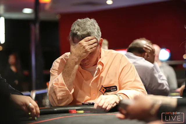 Sexton pictured down and out on his way out of the partypokerLIVE MILLIONS