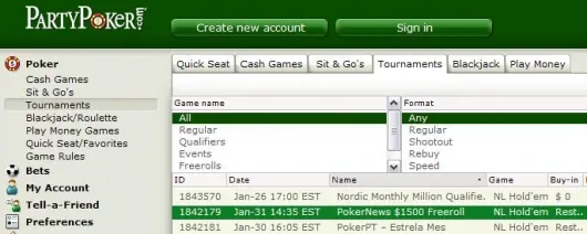 ,500 PokerNews Cash Freerolls na Party Poker 101