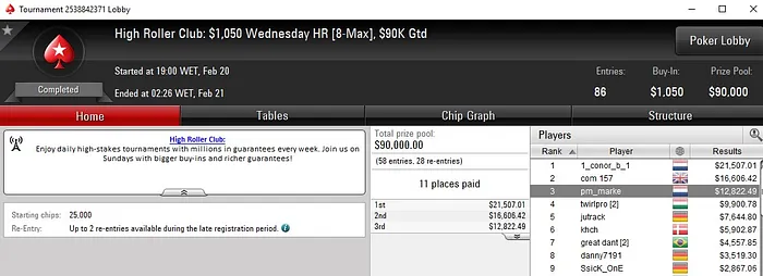 Lobby de poker da PokerStars