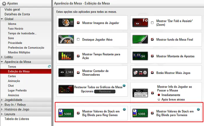 Ajustes soffware PokerStars