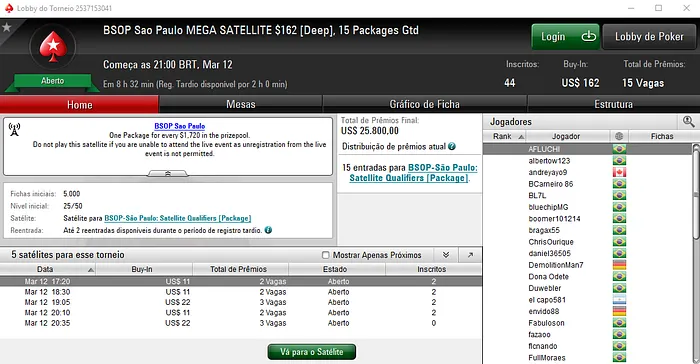 Mega Satélite com 15 pacotes garantidos para o BSOP São Paulo