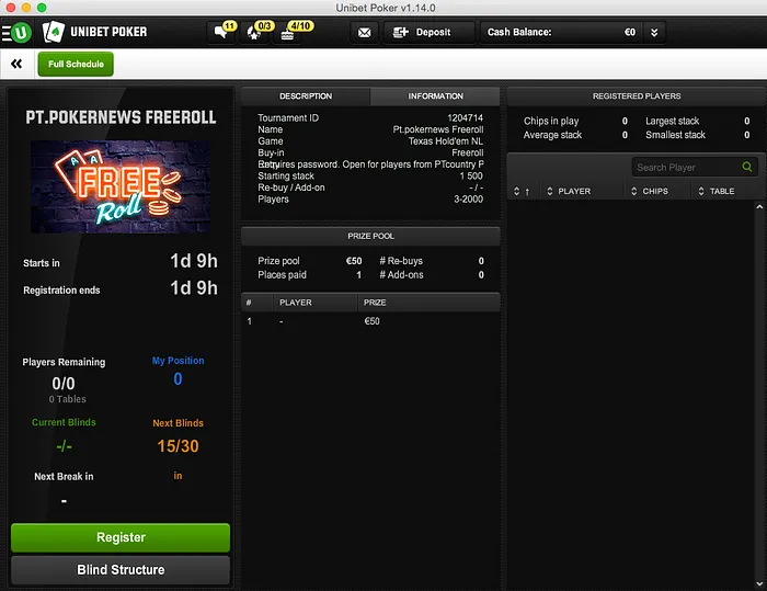 Hoje às 21:00 2º Freeroll FPP Podcast na Unibet Poker 101