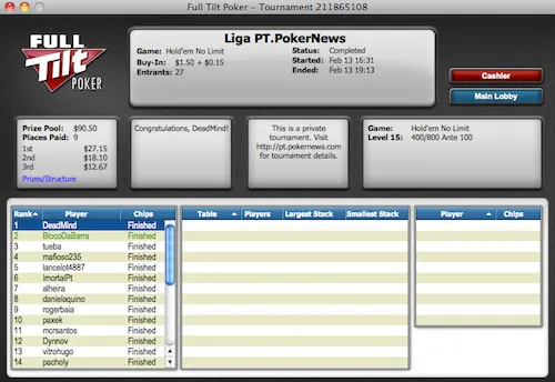 DeadMind Vence Liga PT.PokerNews Back-to-Back 101