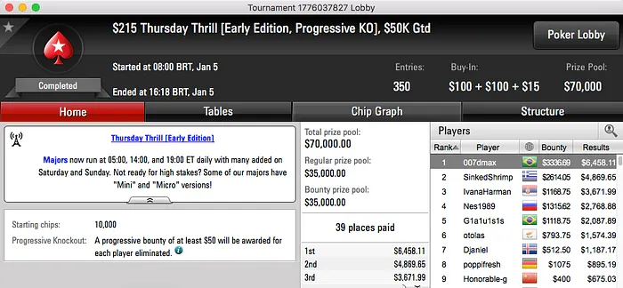 Bruno GT e Rafael Caiaffa Forram Alto no PokerStars 103