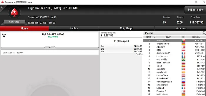 Lobby de poker da PokerStars