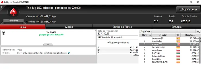 wannab333 Amealha Resultados na PokerStars.FRESPT & Mais 101