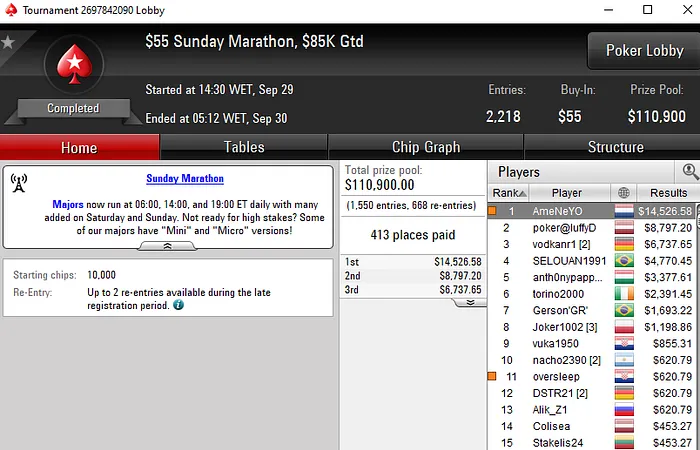 sunday marathon pokerstars
